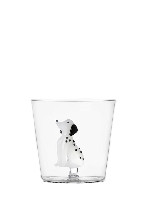 Dog tumbler, black and white Dalmatian