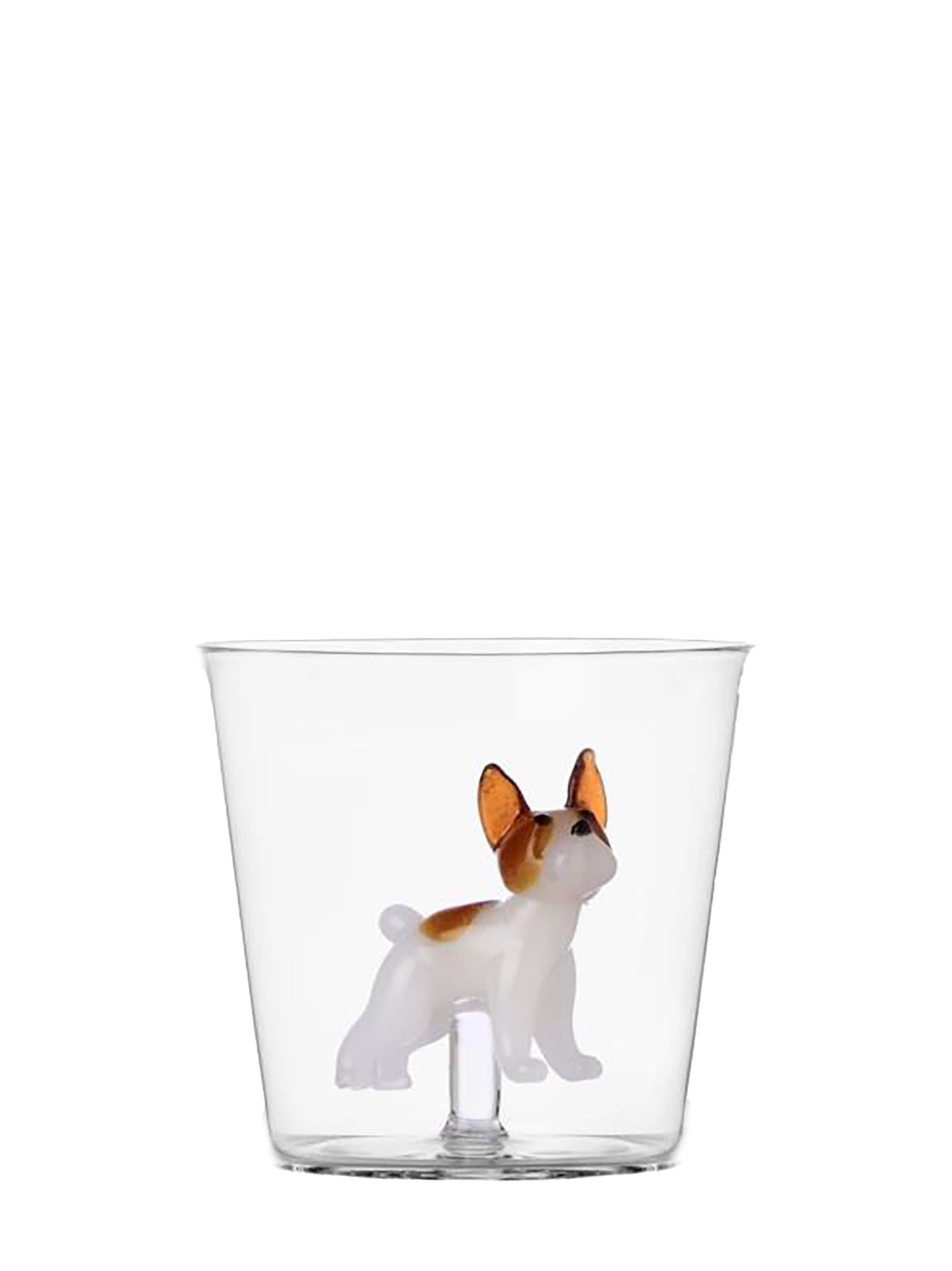 Dog tumbler, white and amber French Bulldog
