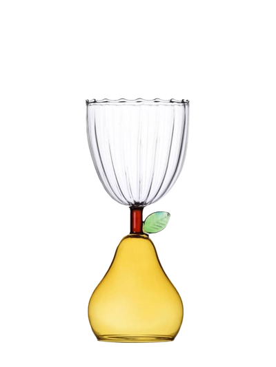 Yellow pear wine glass, Fruits & Flowers Collection