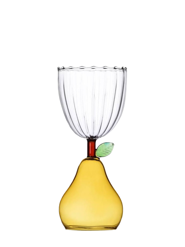 Yellow pear wine glass, Fruits & Flowers Collection