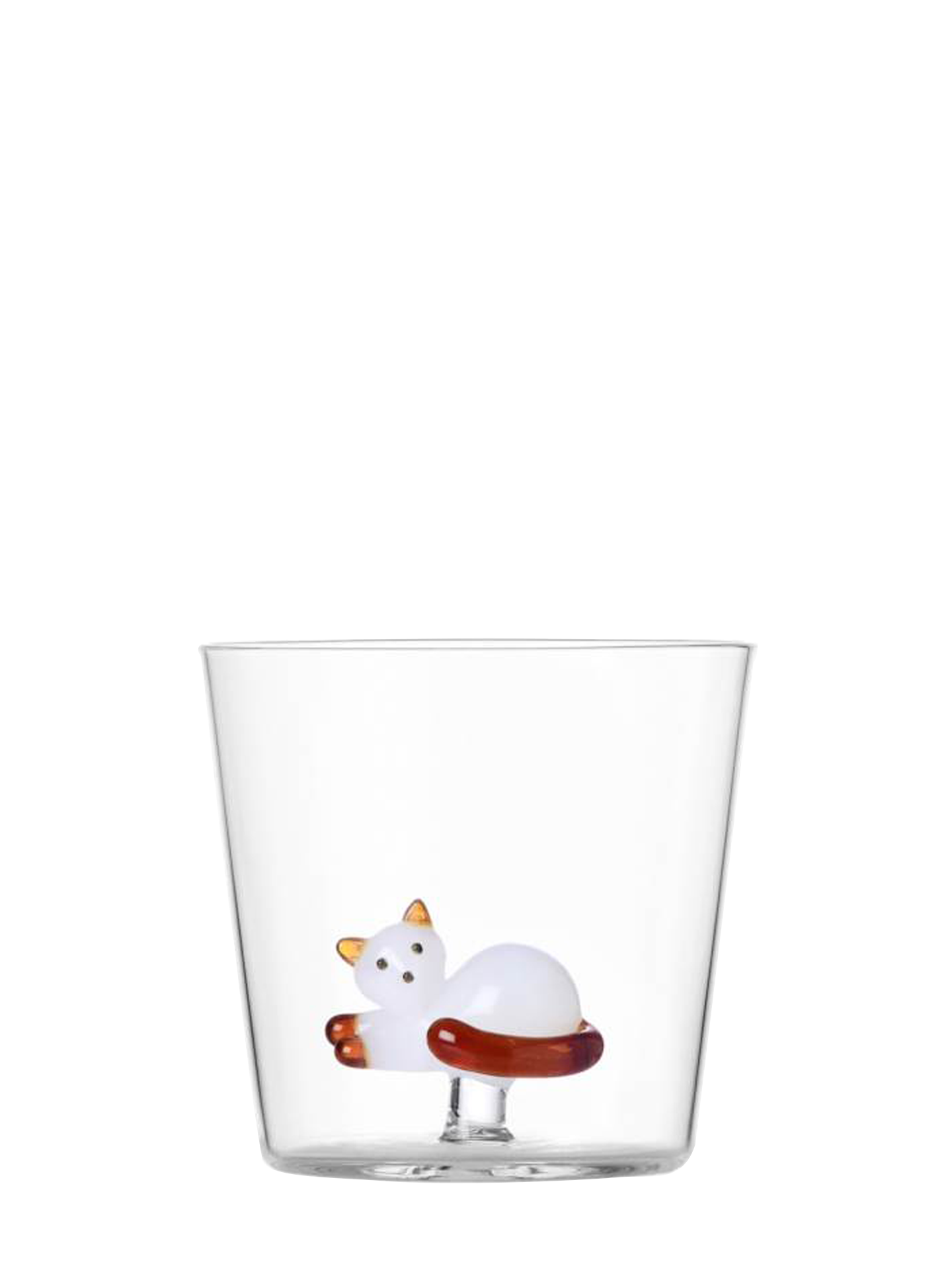 Cat tumbler the Sleepy White Cat w/ Amber Tail