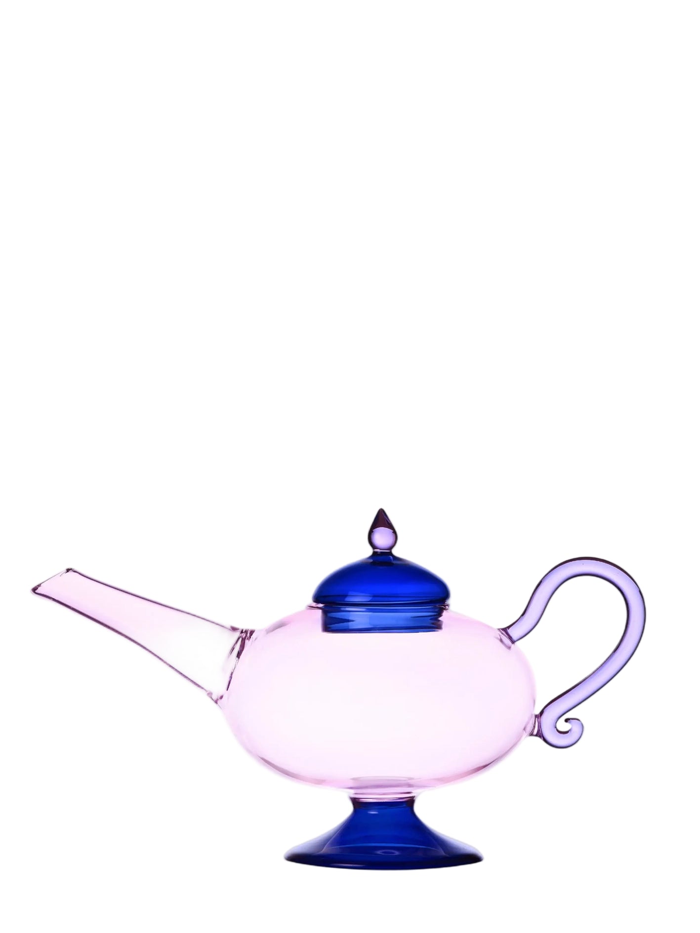 Pink glass teapot with blue lid, Sogni d’Oriente collection