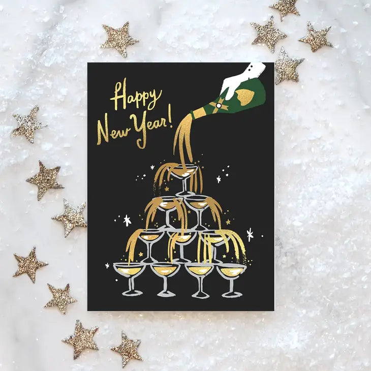 Champagne Tower Card Happy New Year