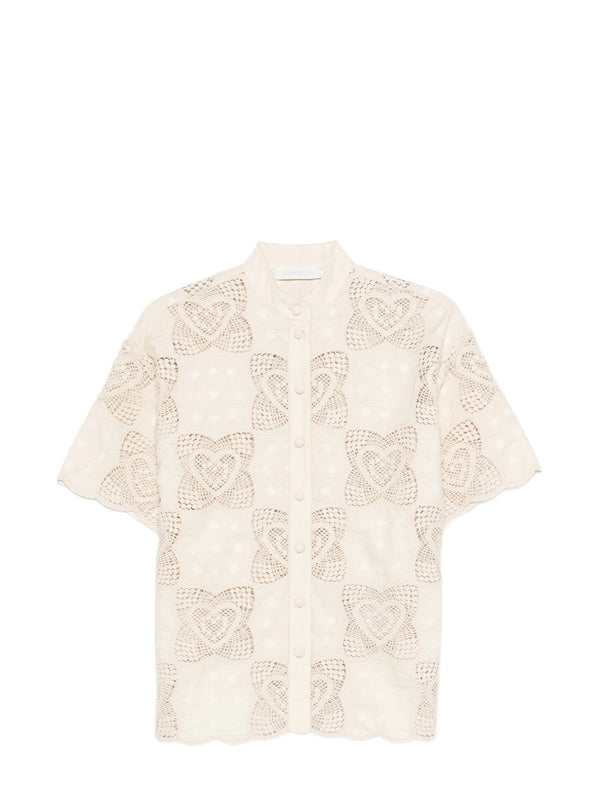 Wanderlust crochet shirt, ivory