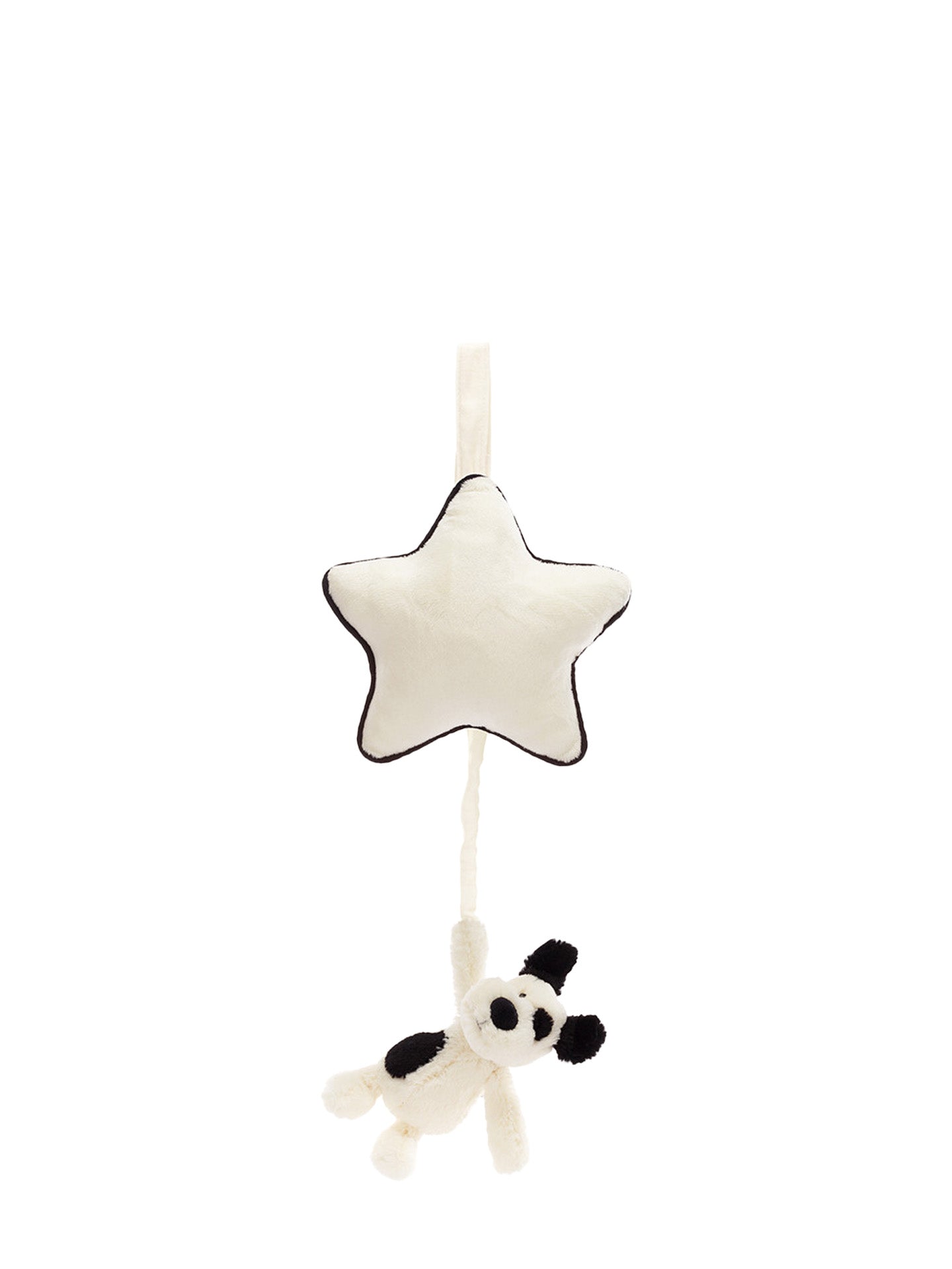 Bashful Black & Cream Puppy musical pull soft baby toy