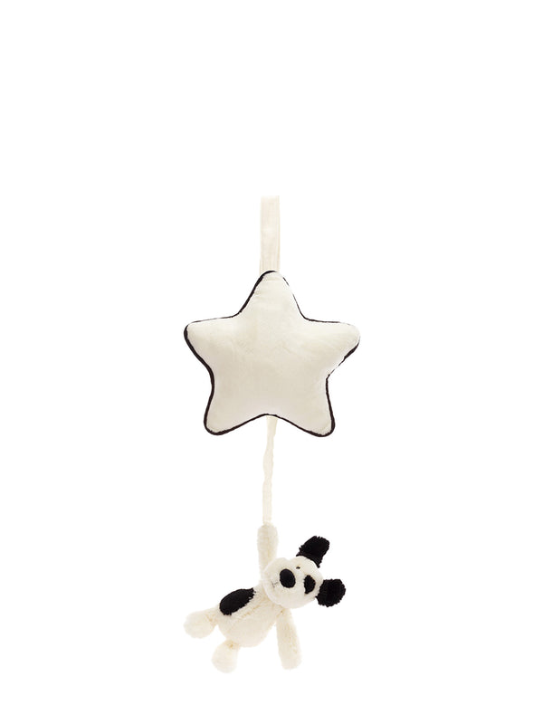 Bashful Black & Cream Puppy musical pull soft baby toy