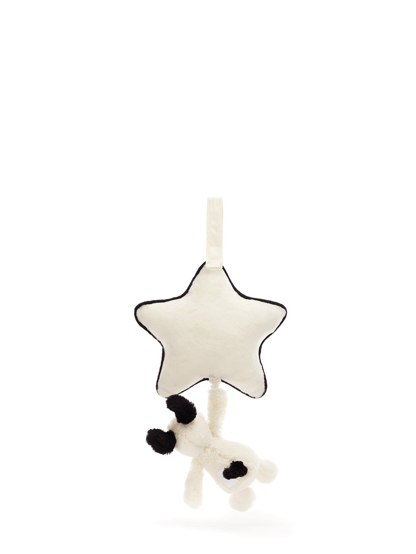 Bashful Black & Cream Puppy musical pull soft baby toy
