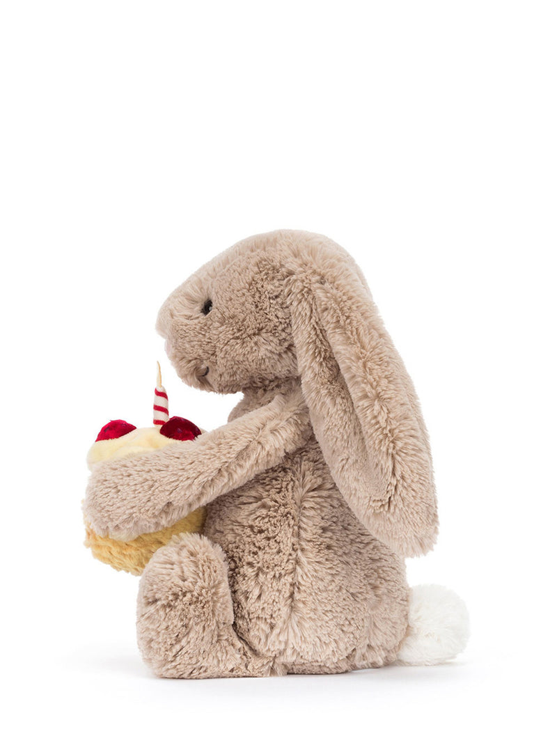 Bashful beige bunny with birthday cake