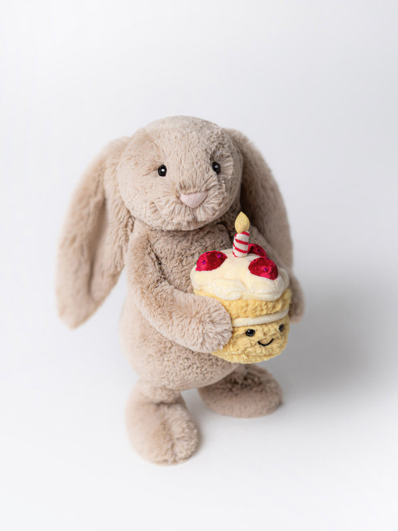 Bashful beige bunny with birthday cake