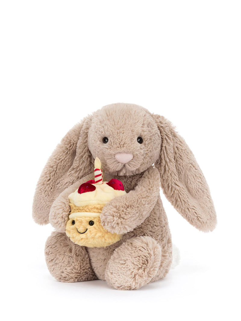 Bashful beige bunny with birthday cake