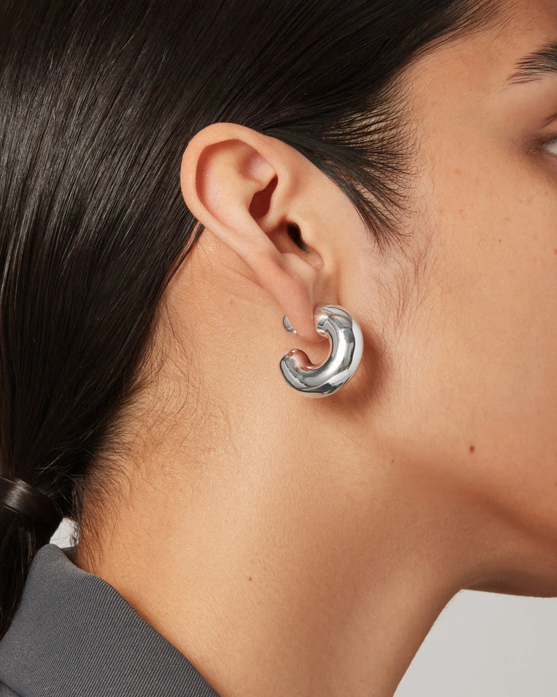 Tome large hoop earrings, silver