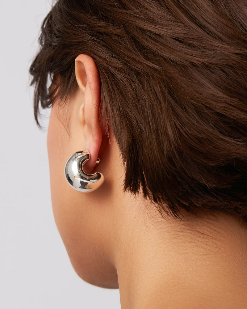 Gemma hoop earrings, silver