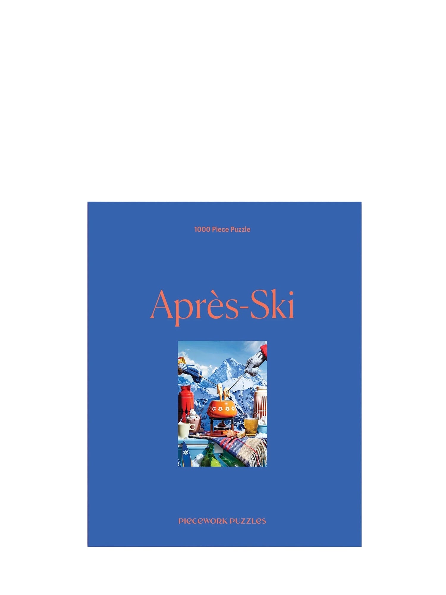Blue puzzle box titled 'Apres-Ski' with a mountain scene on a light purple background