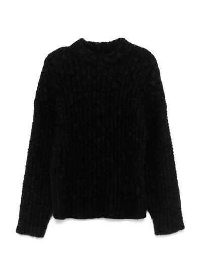 Mock-Neck knitted Sweater, black