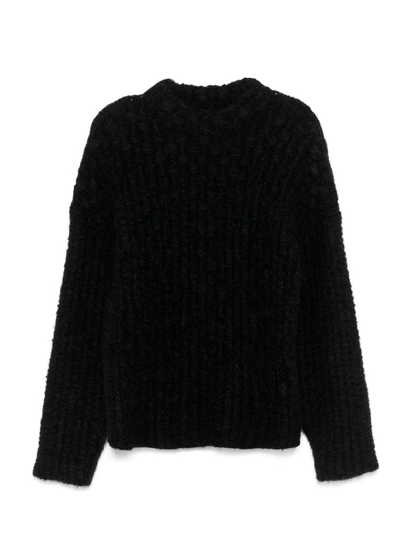 Mock-Neck knitted Sweater, black