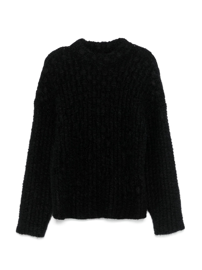 Mock-Neck knitted Sweater, black