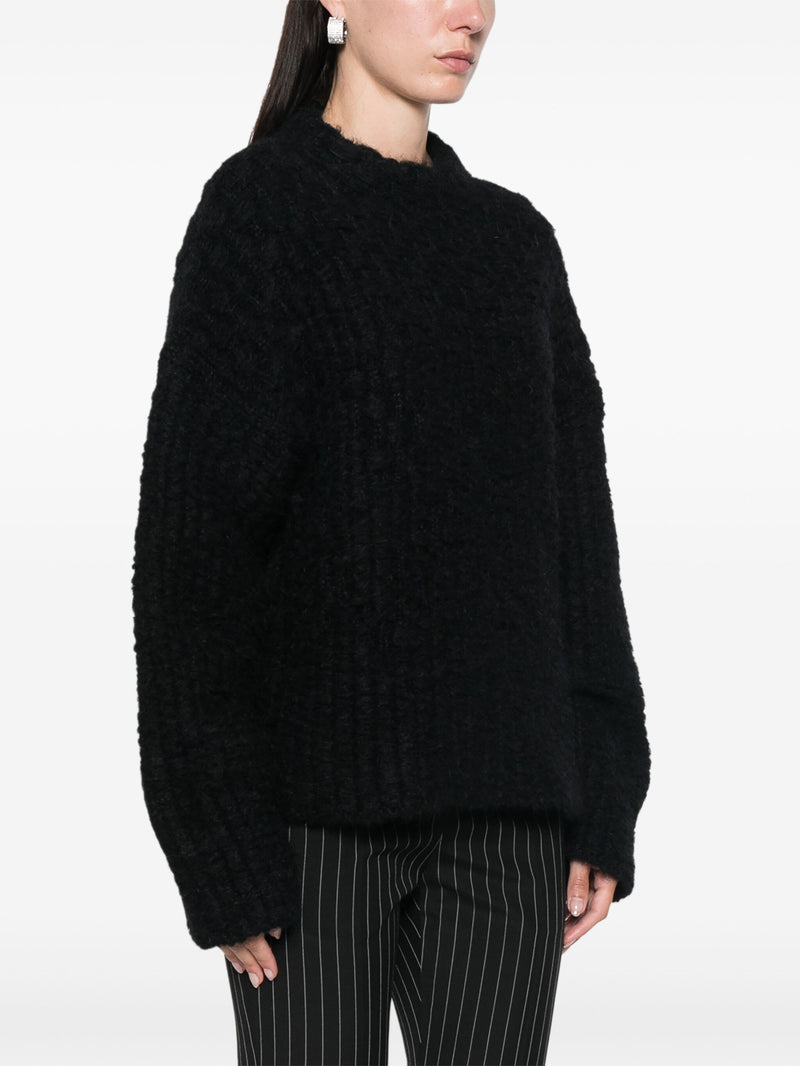 Mock-Neck knitted Sweater, black