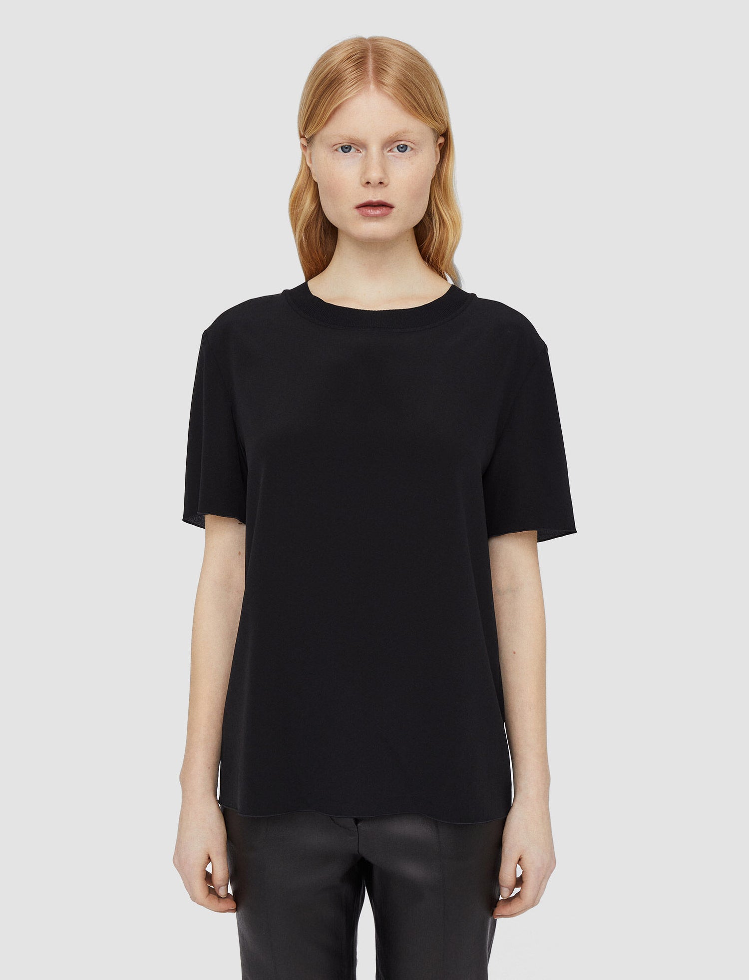 Silk Crepe de Soie Rubin Blouse, black