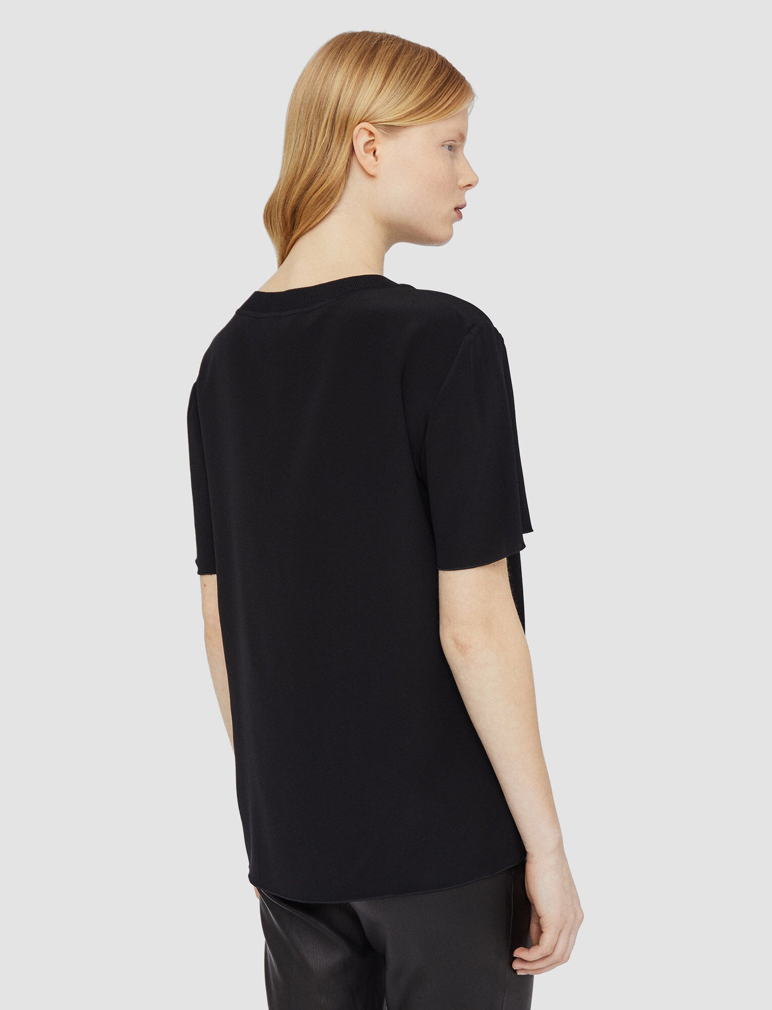 Silk Crepe de Soie Rubin Blouse, black