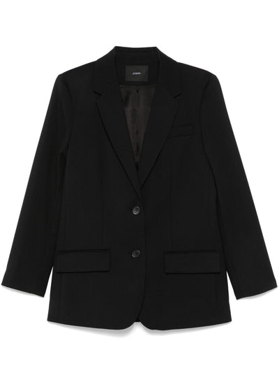 Tailoring wool stretch jackie jacket, black