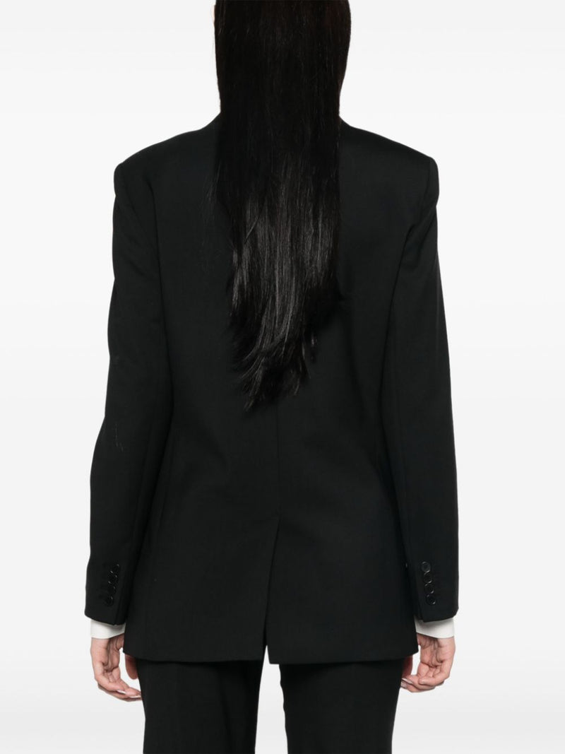 Tailoring wool stretch jackie jacket, black