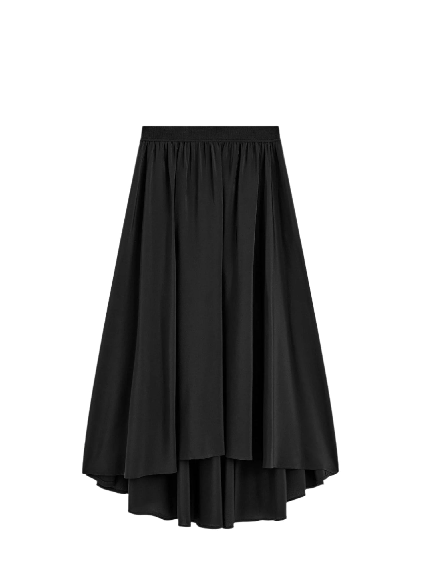 Violet Crepe de Soie Silk Skirt, black