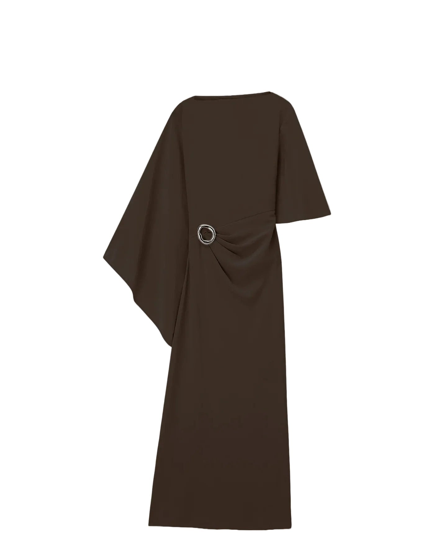 Brown dress with a unique design on a white background