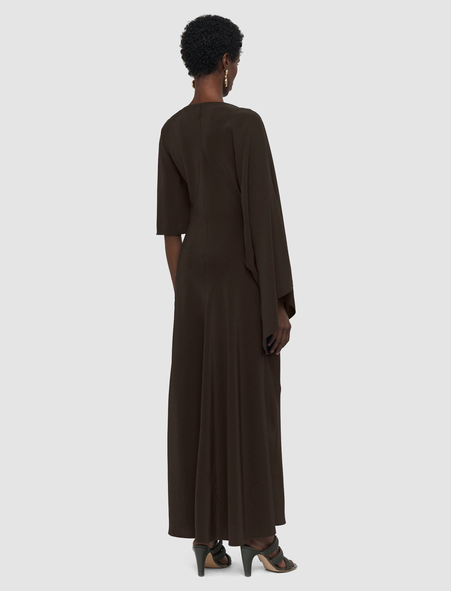 Joya dress satin twill, brown