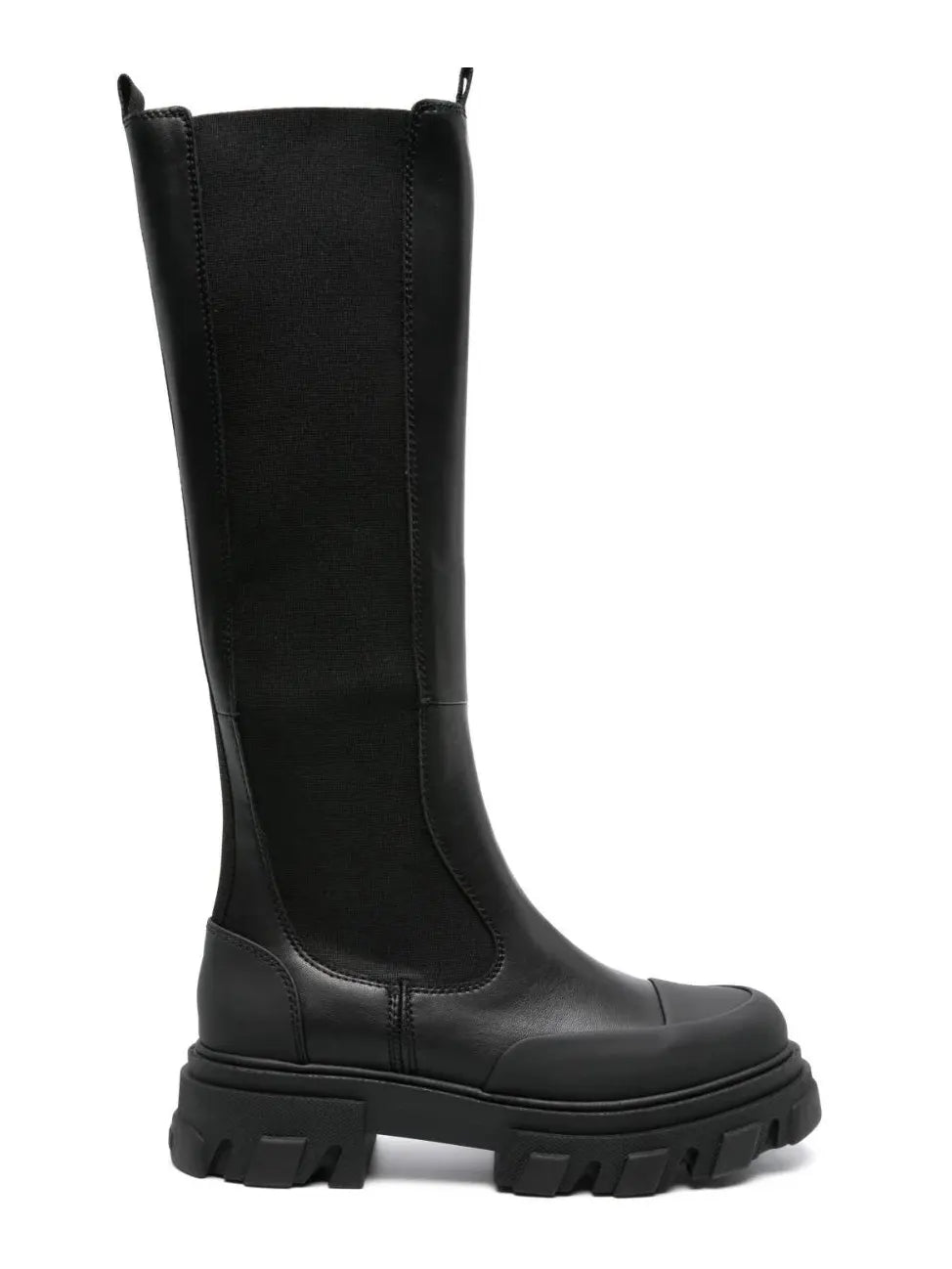 Cleated High Chelsea Boot Black Stitch, black