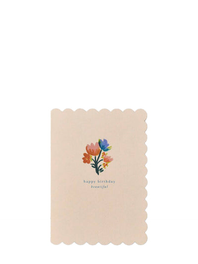 Happy birthday beautiful illustrated scallop-edge birthday card