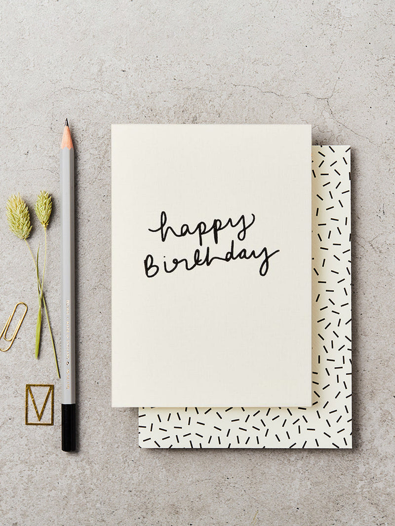 Happy birthday cursive birthday card