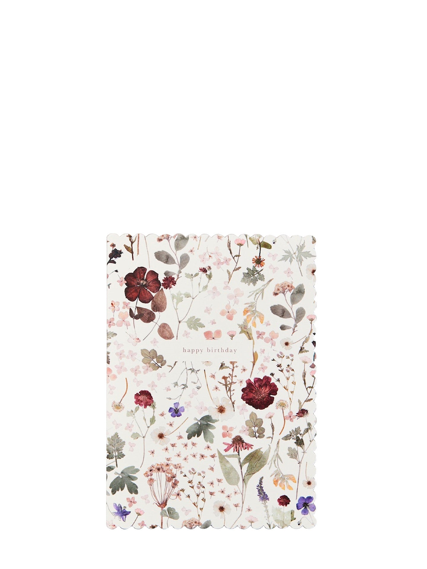 Floral birthday card with 'Happy Notebook' text on a white background