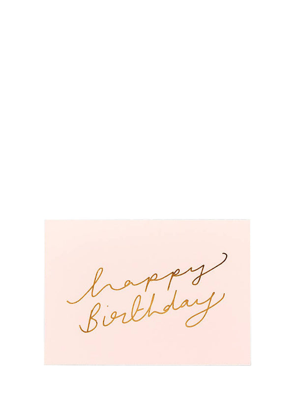 Gold on pink cursive birthday card, Extract collection
