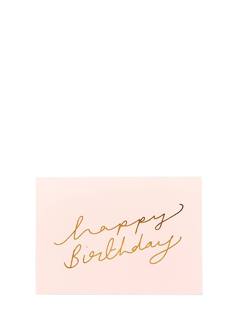 Gold on pink cursive birthday card, Extract collection