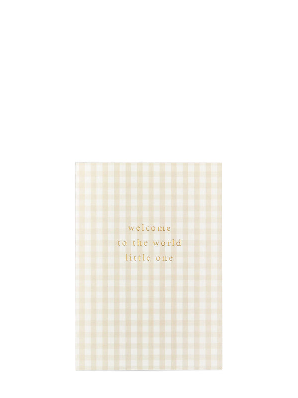 Gingham welcome world new baby card