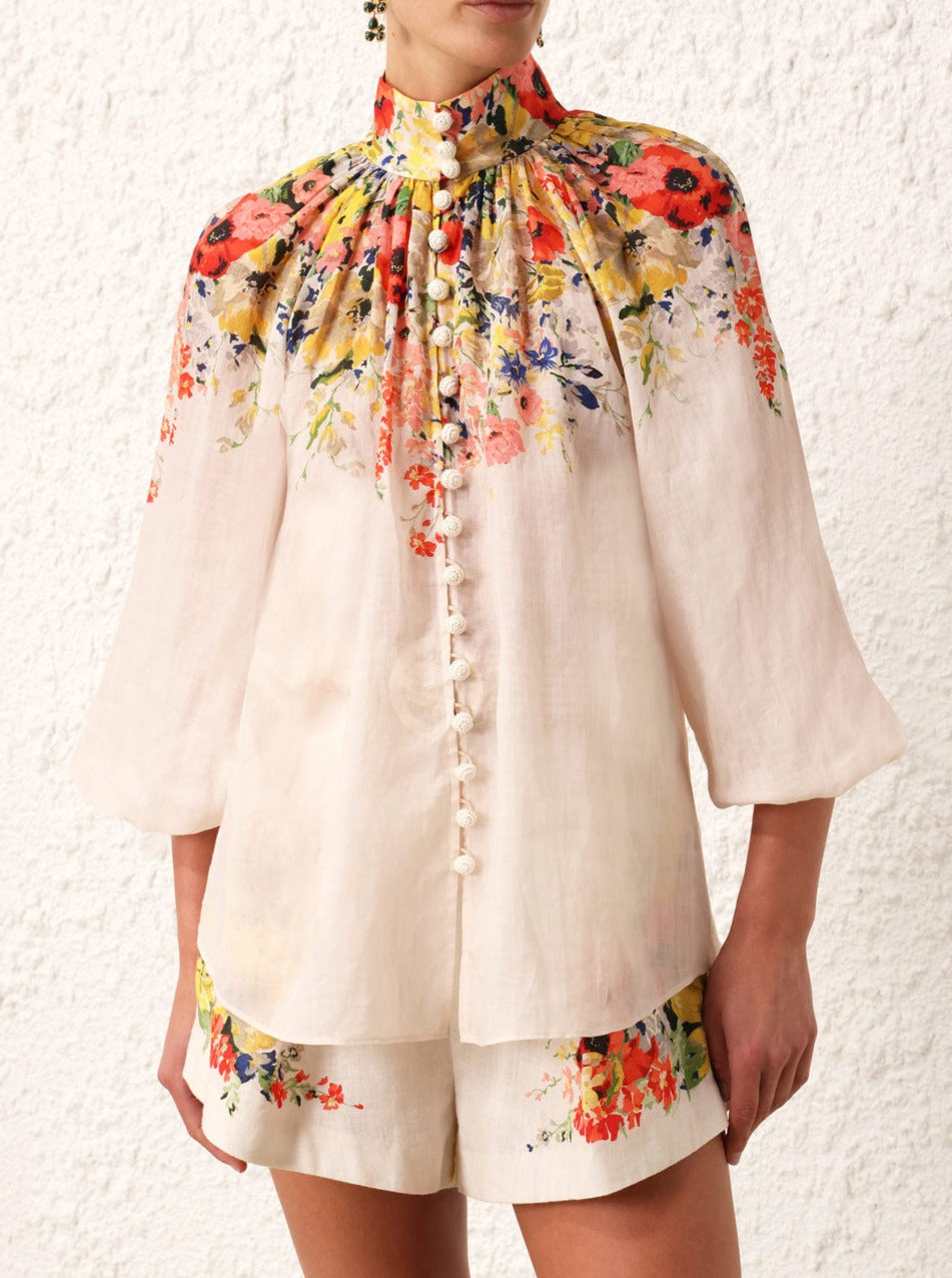 Alight Billow Blouse, ivory floral