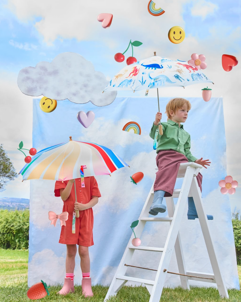 Children Duck Umbrella, Rainbow stripes - Meri Meri collab