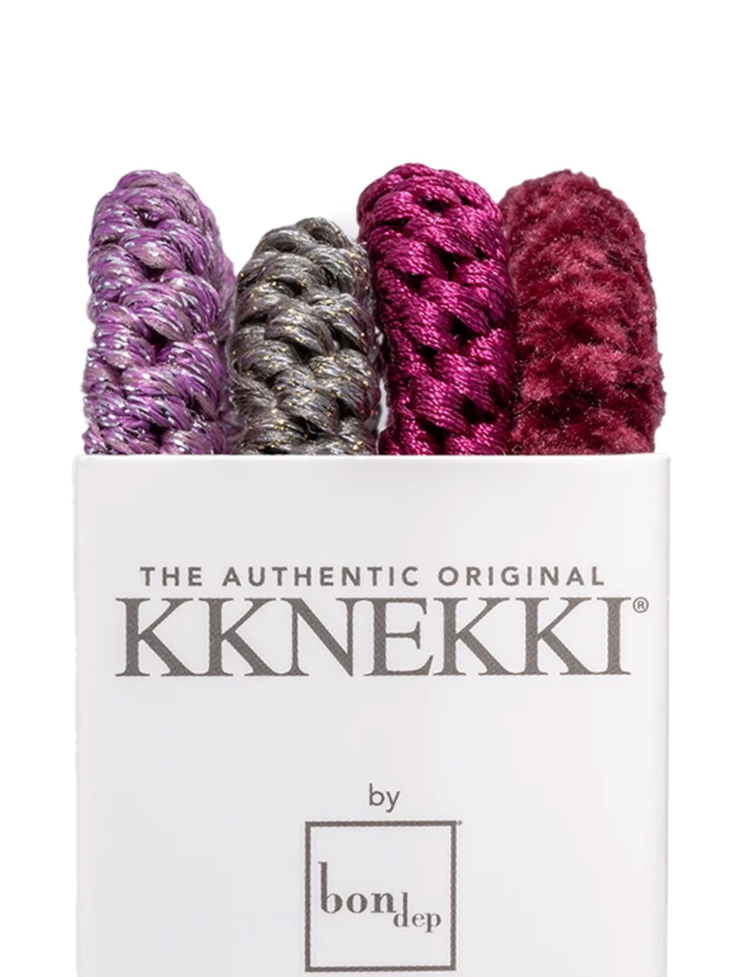 Kknekki bundle 34 set of 4 hair ties, dark reds, mauve, grey