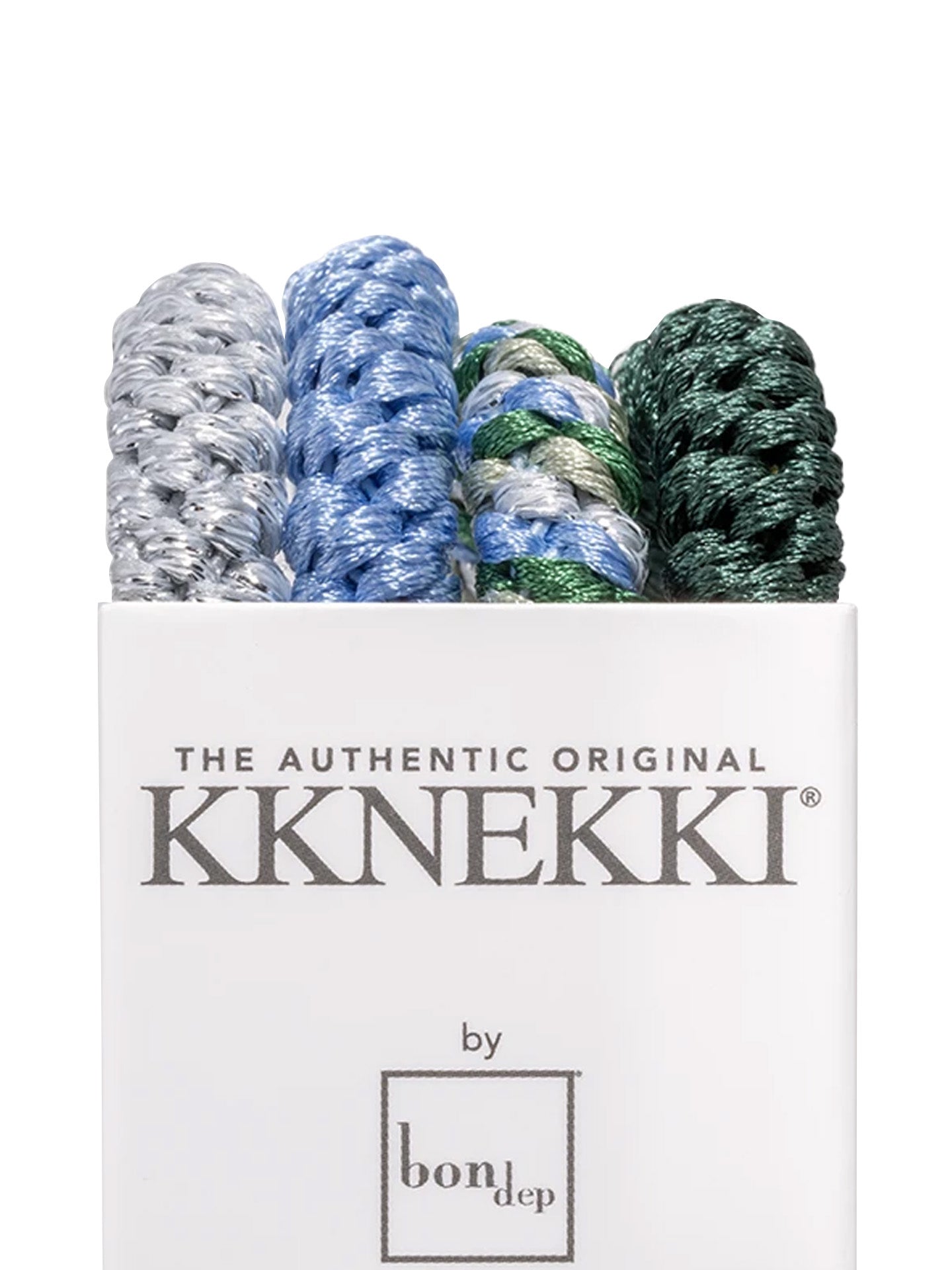 Kknekki bundle 43 set of 4 hair ties, blues, grey, green