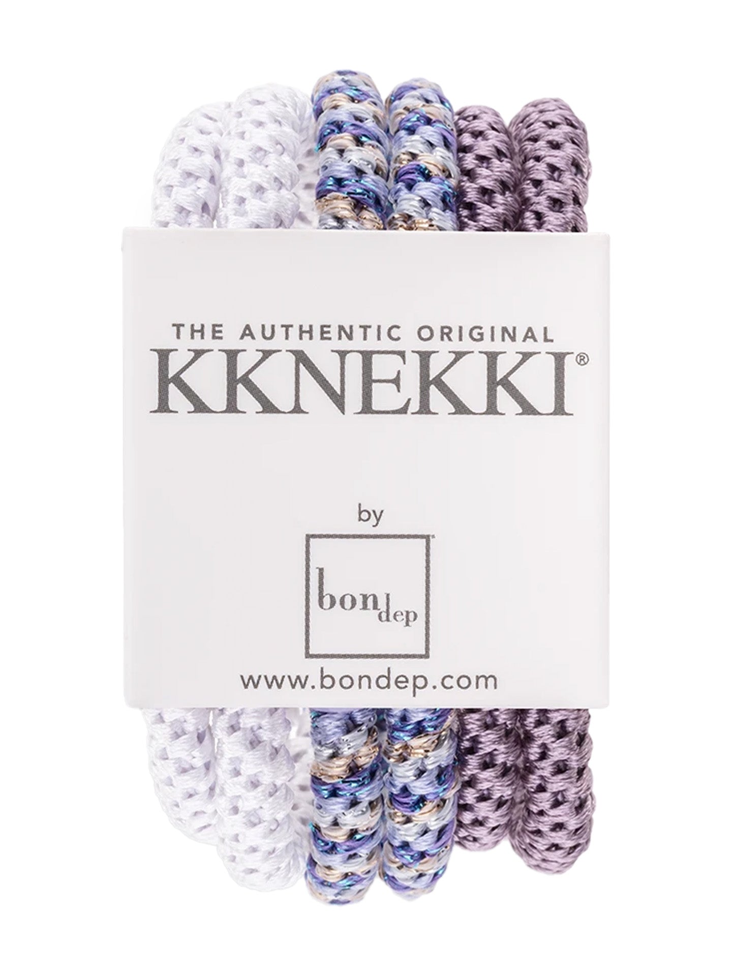 Kknekki Slim bundle 6 set of 6 hair ties, white, blue, purple