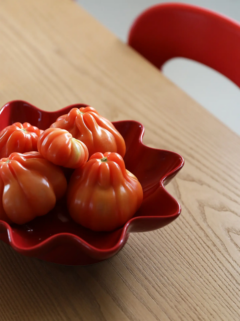 Oval Sun ceramic bowl, burgundy red