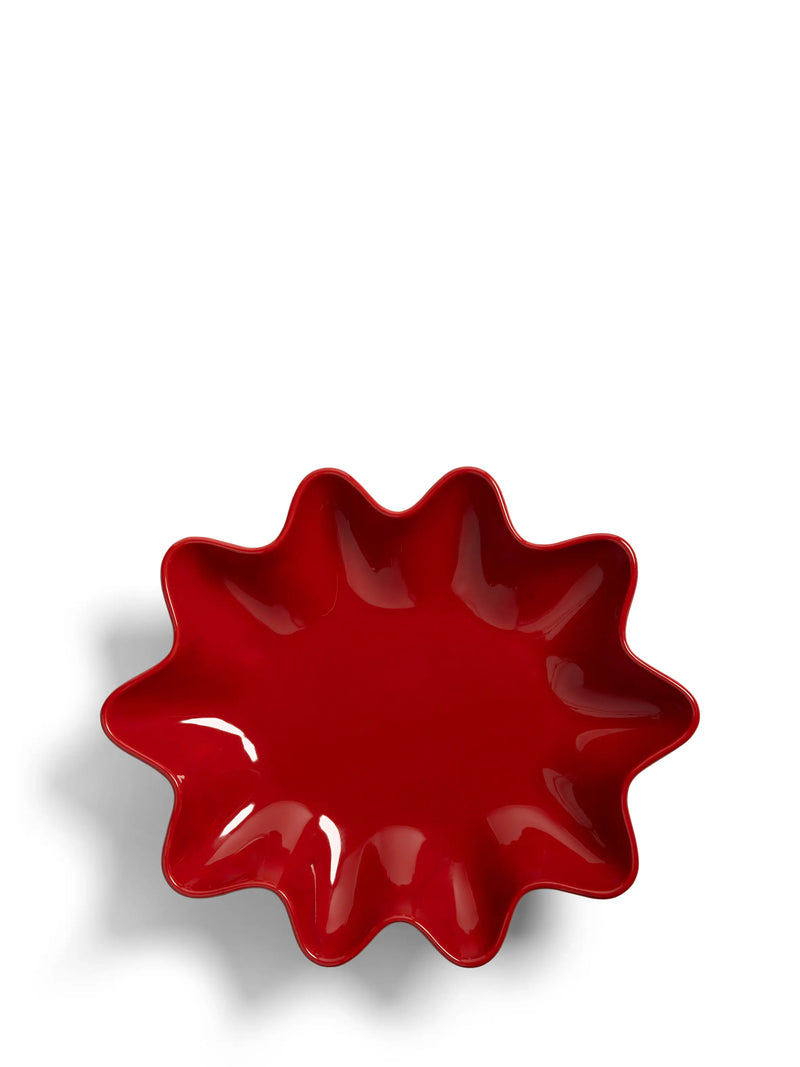 Oval Sun ceramic bowl, burgundy red
