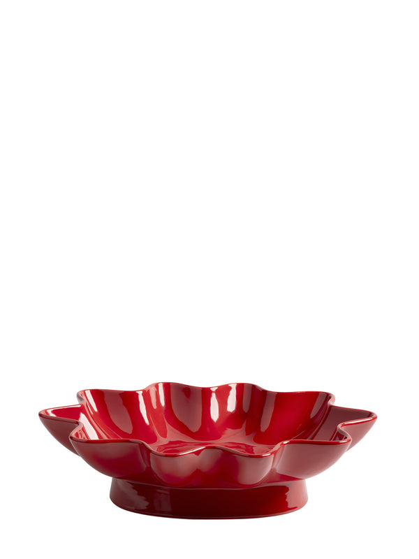 Oval Sun ceramic bowl, burgundy red