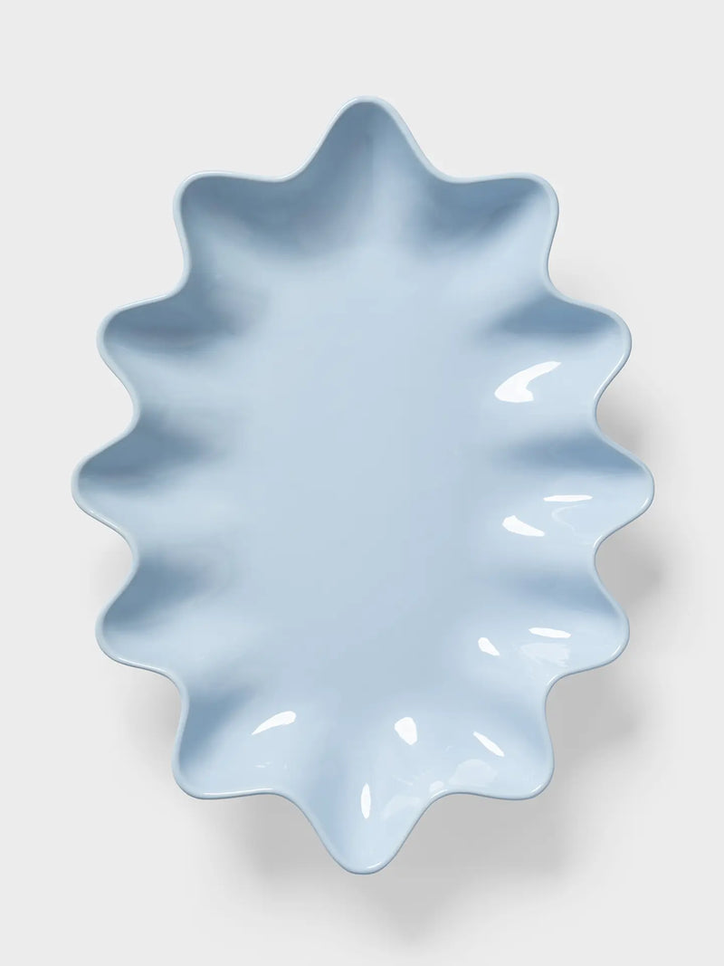 Oval Sun ceramic bowl, ice blue