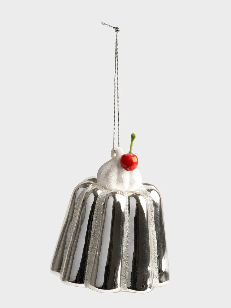 Pudding glass ornament, silver