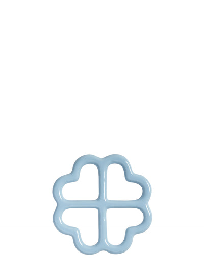 Clover ceramic trivet, light blue