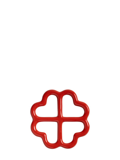 Clover ceramic trivet, red
