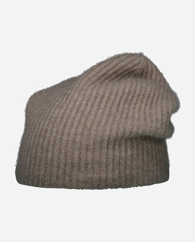 Ribbed cashmere beanie, black