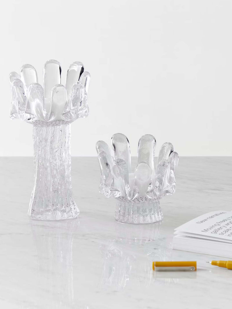 Sunflower small glass votive candleholder, clear (9 cm)