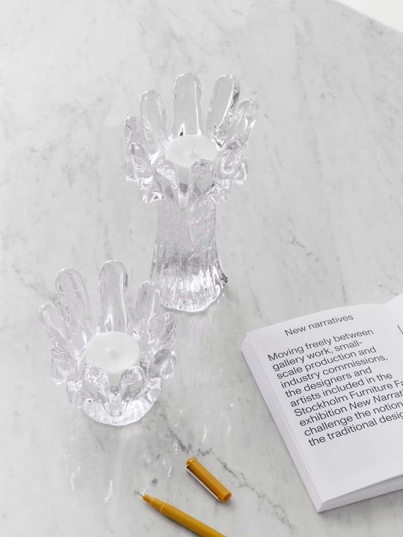 Sunflower small glass votive candleholder, clear (9 cm)